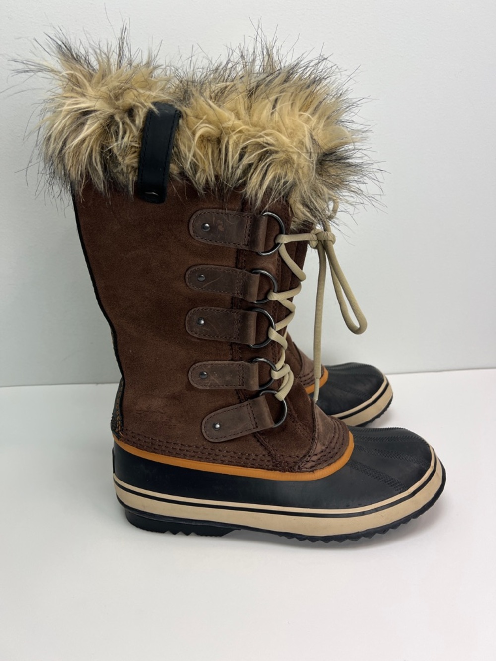 Sorel Joan Of Arctic Waterproof Boots Brown Leather Snow Winter Warm Womens 8.5